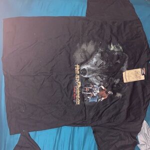 Harley-Davidson Black T-Shirt with Wolf and Motorcycle
